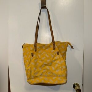 Women’s Yellow with Pineapple Design Tote Bag Purse Shoulder Bag - Sonoma Brand